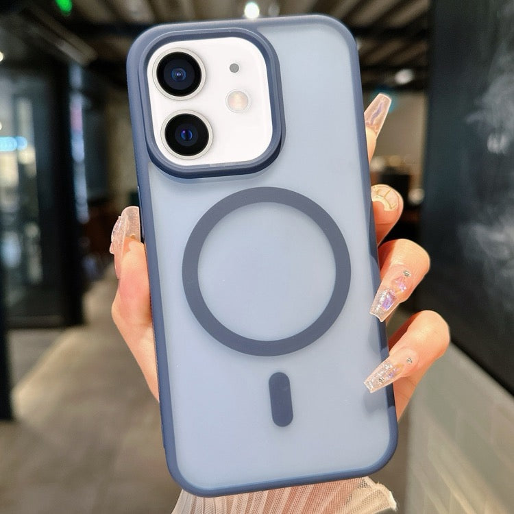 Pour iPhone 11 Étui de téléphone hybride PC Magsafe transparent en TPU (bleu)