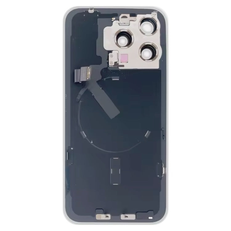 Pour iPhone 15 Pro Couvercle arrière de batterie en verre avec support de flash + module de chargement sans fil avec logo