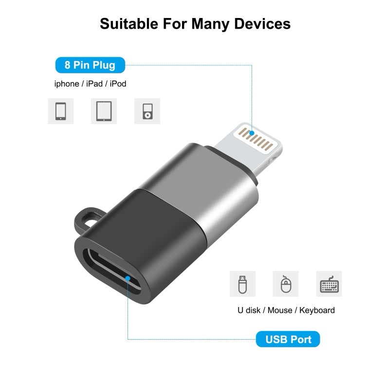 Adaptateur PULUZ USB-C / Type-C vers
OTG 8 broches (noir) - Wakeshopes