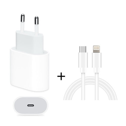 Chargeur de voyage à interface USB-C / Type-C simple 2 en 1 PD 18W + Câble de données de charge rapide 3A PD3.0 USB-C / Type-C à 8 broches, longueur du câble: 1 m (prise UE) - Wakeshopes
