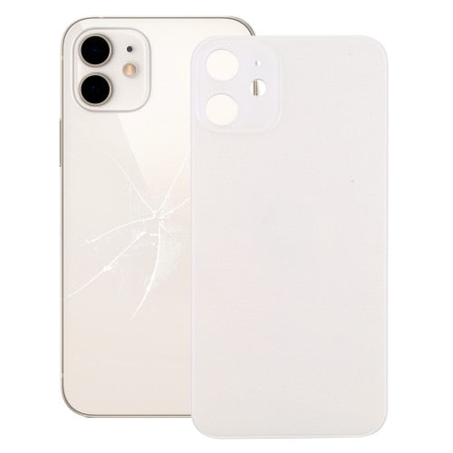 Couvercle de batterie arrière à grand trou de caméra de remplacement facile pour iPhone 12 (blanc) avec logo