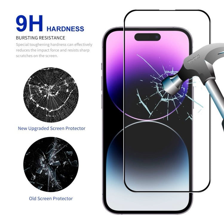 Pour iPhone 16 Film de verre trempé à haute teneur en aluminium-silicium à colle complète - Wakeshopes