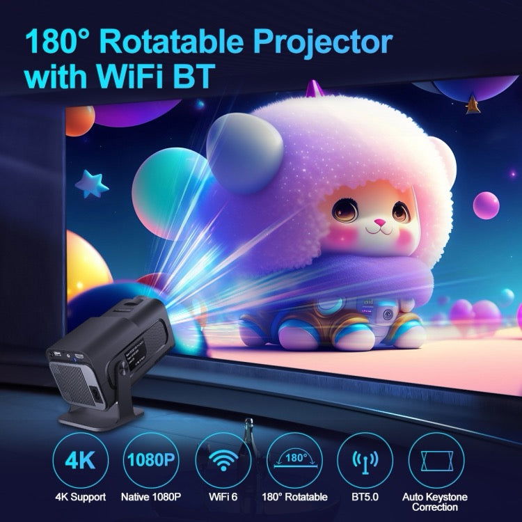 Projecteur HY320 1080P 390ANSI 4K Android 11 avec Wifi 6 Bluetooth 5.0 prise en charge Miracast / Airplay / DLNA prise AU - Wakeshopes