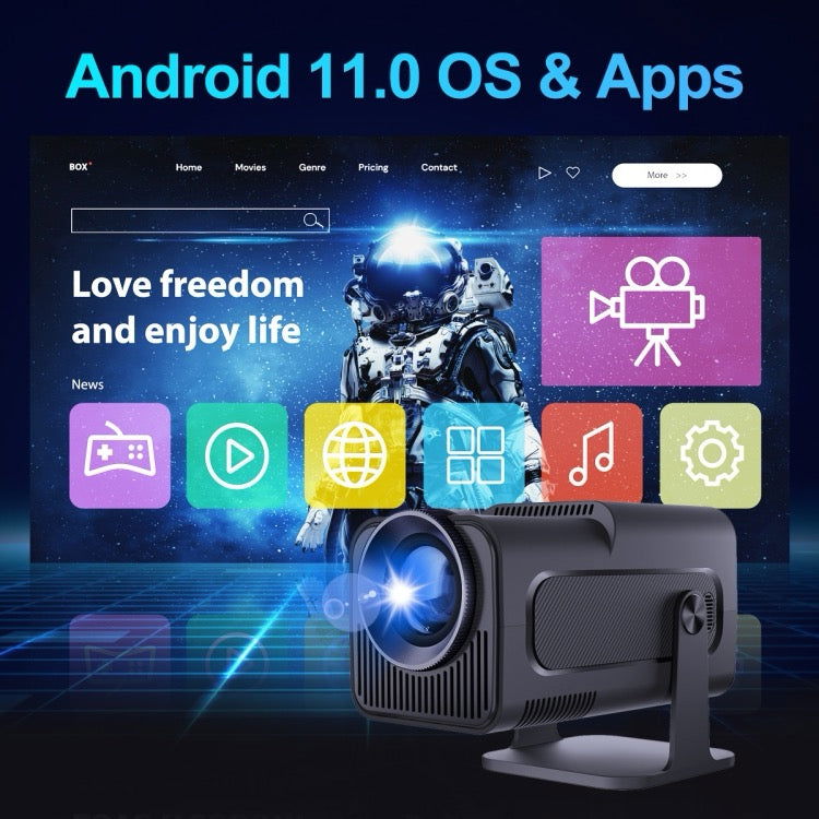 Projecteur HY320 1080P 390ANSI 4K Android 11 avec Wifi 6 Bluetooth 5.0 prise en charge Miracast / Airplay / DLNA prise AU - Wakeshopes