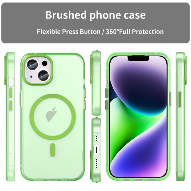 Pour iPhone 16 MagSafe givré translucide TPU + PC coque de téléphone à couverture complète (Vert)