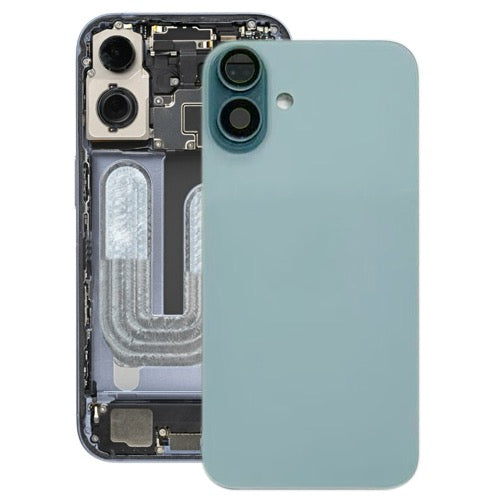 Pour iPhone 16 Plus Cache arrière de batterie avec cache d'objectif d'appareil photo (vert) avec logo