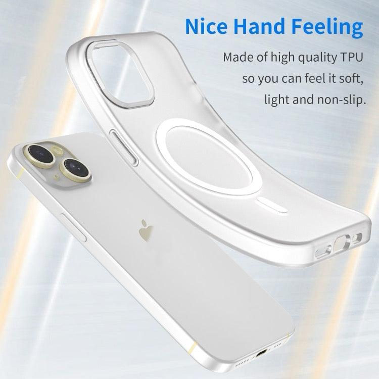 Pour iPhone 16 MagSafe givré translucide TPU + PC coque de téléphone à couverture complète (blanc)