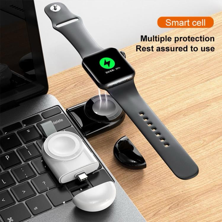 Chargeur sans fil magnétique portable pour Apple Watch 1/2/3/4/5/6/7/8/9/10/SE, chargeur sans fil intelligent de type C (blanc)