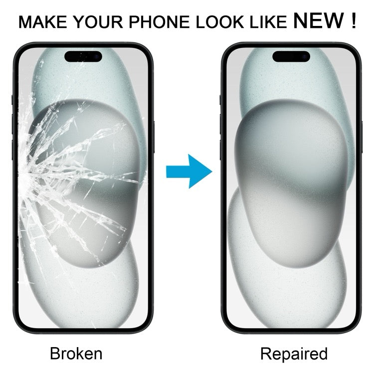 Lentille extérieure en verre pour écran avant de l'iPhone 15, avec adhésif OCA optiquement transparent