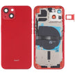 Châssis arrière iPhone 13 rouge avec logo, boutons latéraux, plateau SIM, câble volume et charge sans fil (avec logo)