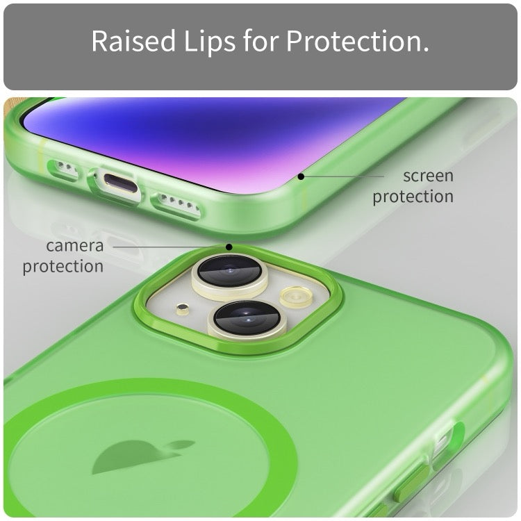 Pour iPhone 16 MagSafe givré translucide TPU + PC coque de téléphone à couverture complète (Vert)