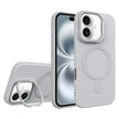Étui MagSafe pour iPhone 16, texture diamant, avec support d'objectif (gris)