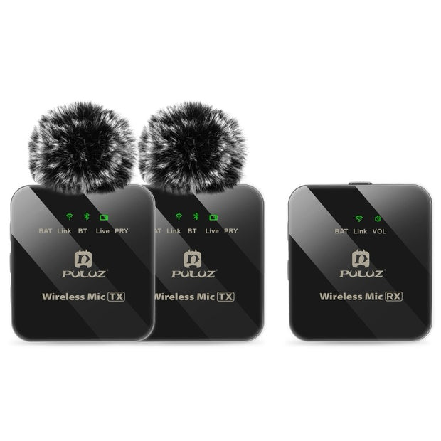 PULUZ Microphone cravate sans fil PULUZ 2 TX +
1 RX (noir)
