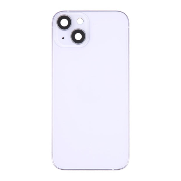 Coque arrière de batterie pour iPhone 14 avec cadre central/touches latérales (violet) avec logo