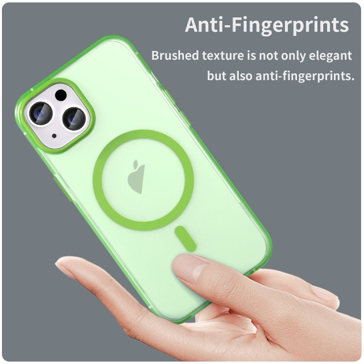 Pour iPhone 16 MagSafe givré translucide TPU + PC coque de téléphone à couverture complète (Vert)