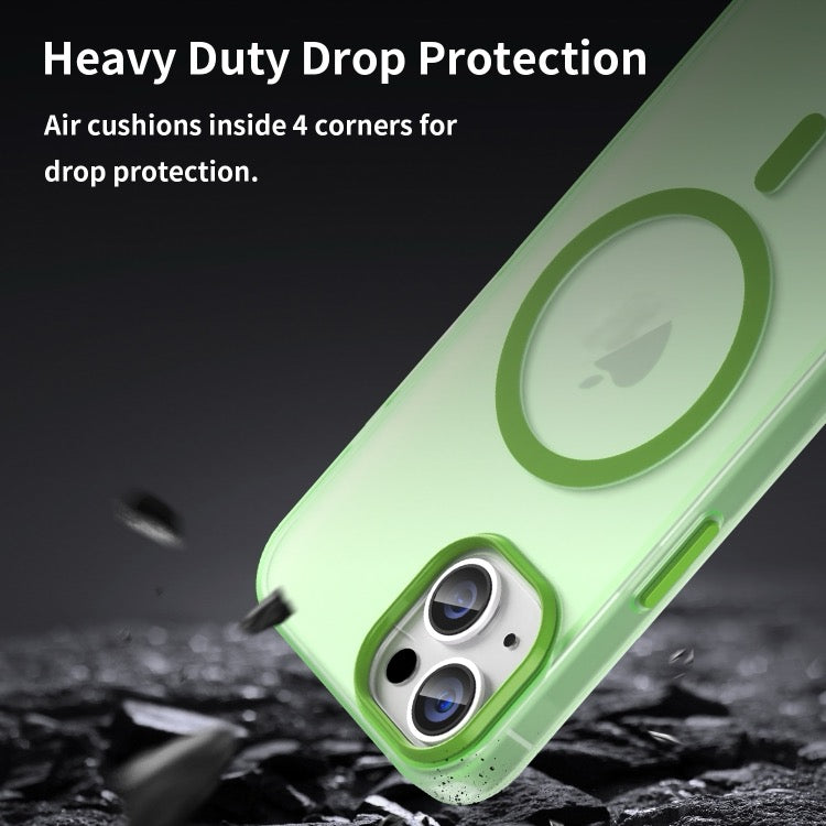 Pour iPhone 16 MagSafe givré translucide TPU + PC coque de téléphone à couverture complète (Vert)