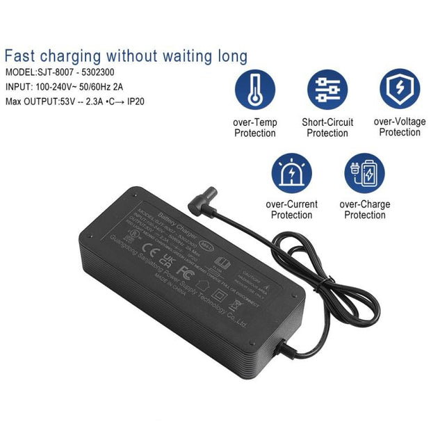 Chargeur de scooter 53 V 2,3 A, pour Xiaomi Scooter 4 Ultra / Xiaomi 4 Pro 2e génération / Navee S65 / Navee N65i, prise UE