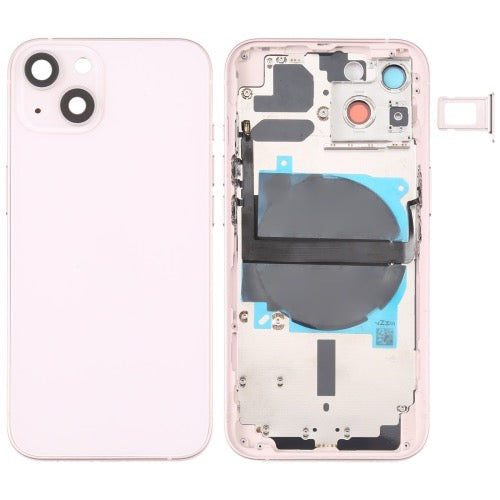 Châssis arrière iPhone 13 avec logo, boutons latéraux, plateau SIM, câble volume et charge sans fil ( Rose ) avec logo