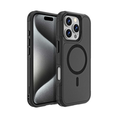 Coque iPhone 16 Pro Armor Magsafe PC Hybrid TPU Phone Case (Noir)