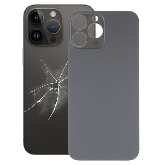 Couvercle de batterie arrière en verre pour grand trou de caméra de remplacement facile pour iPhone 14 Pro Max (noir) avec logo