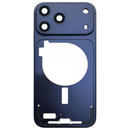Pour iPhone 17 Pro – Cadre central avec cache-objectif bleu | Pièce de remplacement haute qualité