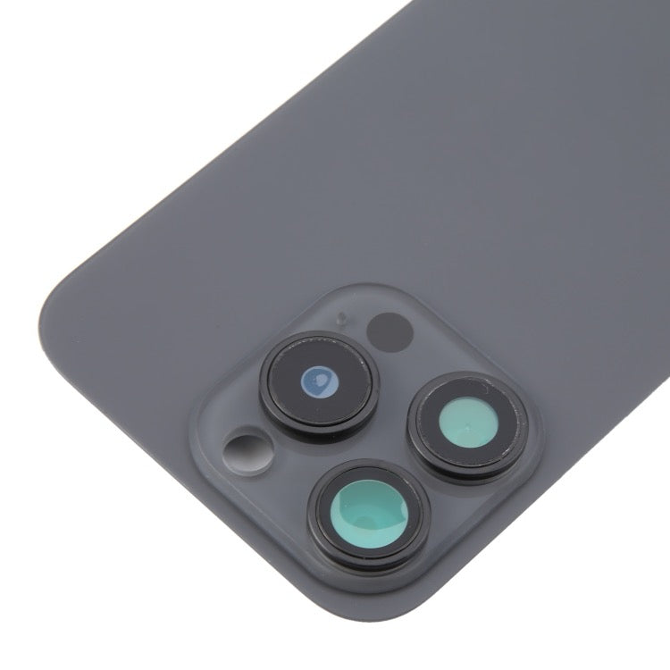 Pour iPhone 16 Pro Max Coque arrière de batterie en verre d'origine avec couvercle d'objectif d'appareil photo + aimant MagSafe (Noir) avec logo
