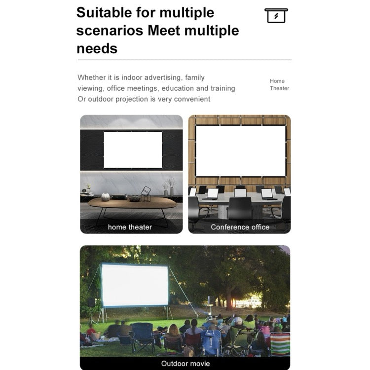 Rideau de film de projecteur en polyester de soie de lait pliable, taille : 100 pouces (16:9) zone de projection : 186 x 105 cm