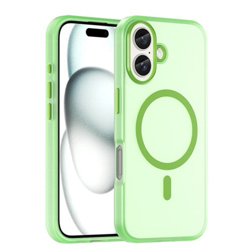 Pour iPhone 16 MagSafe givré translucide TPU + PC coque de téléphone à couverture complète (Vert)