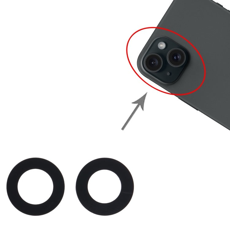 Pour iPhone 15 Objectif de caméra arrière 2 en 1