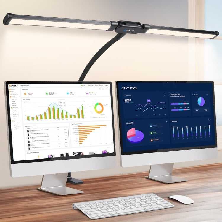 OPULUZ Lampe de bureau à double tête avec tube à col de cygne PULUZ (noir)