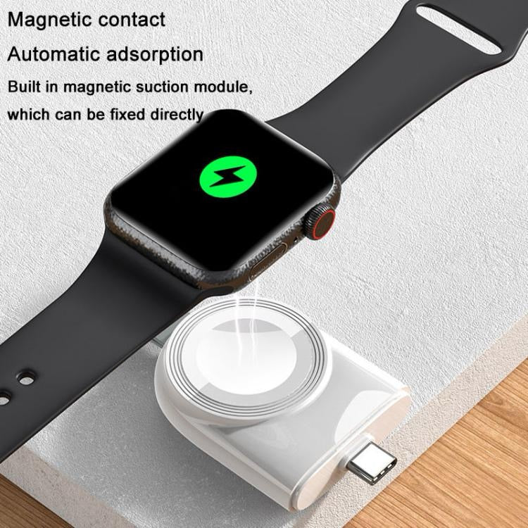 Chargeur sans fil magnétique portable pour Apple Watch 1/2/3/4/5/6/7/8/9/10/SE, chargeur sans fil intelligent de type C (blanc)