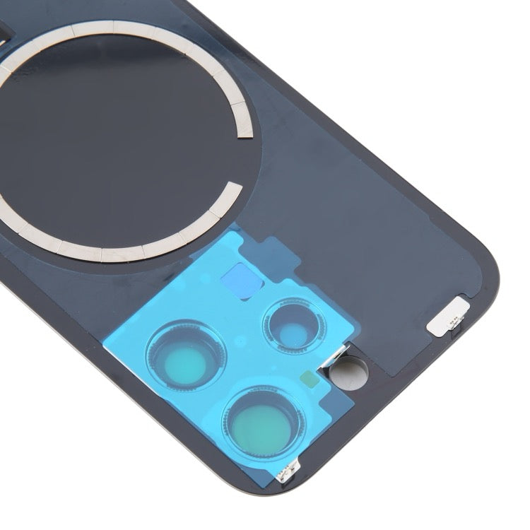 Pour iPhone 16 Pro Max Coque arrière de batterie en verre d'origine avec couvercle d'objectif d'appareil photo + aimant MagSafe (argent) avec logo