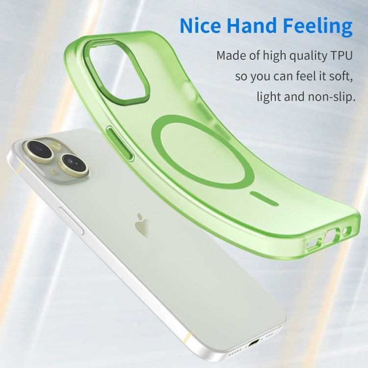 Pour iPhone 16 MagSafe givré translucide TPU + PC coque de téléphone à couverture complète (Vert)