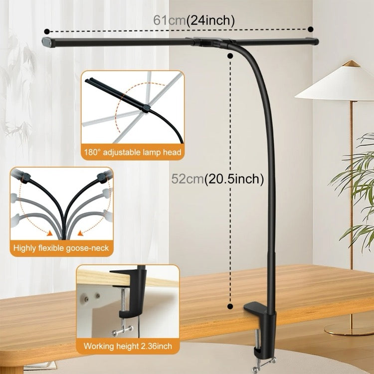 OPULUZ Lampe de bureau à double tête avec tube à col de cygne PULUZ (noir)