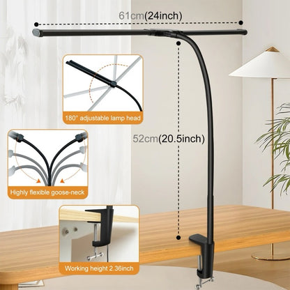 OPULUZ Lampe de bureau à double tête avec tube à col de cygne PULUZ (noir)