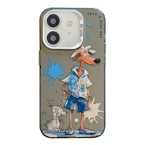 Pour iPhone 11 Animal Pattern Oil Painting Series PC + TPU Phone Case (Wolf)