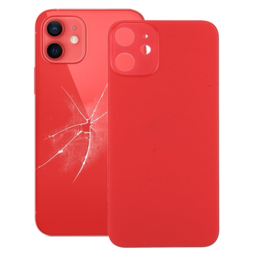 Couvercle de batterie arrière à grand trou de caméra de remplacement facile pour iPhone 12 (rouge) avec logo