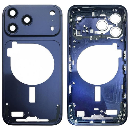 Pour iPhone 17 Pro – Cadre central avec cache-objectif bleu | Pièce de remplacement haute qualité