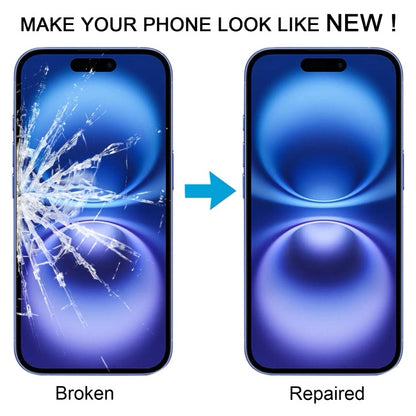 Pour iPhone 16, lentille extérieure en verre pour écran avant avec adhésif optiquement transparent OCA