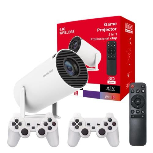 Projecteur de jeu HY300 Système Android 11 avec contrôleur de jeu sans fil 720P Home Cinéma
