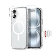 Pour iPhone 16 NORTHJO 3 en 1 PC Étui de téléphone magnétique avec film d'écran et film d'objectif (transparent)