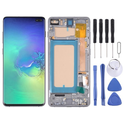Écran LCD TFT pour Samsung Galaxy S10+ SM-G975 Assemblage complet du numériseur avec cadre, ne prenant pas en charge l'identification des empreintes digitales (Noir)