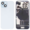 Pour iPhone 15 Couvercle arrière de batterie en verre avec support de flash + module de chargement sans fil (bleu) avec logo