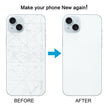 Pour iPhone 15 Remplacement facile Grand trou de caméra Couvercle de batterie arrière en verre (Bleu)