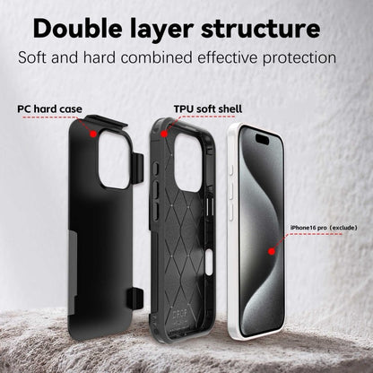Coque iPhone 16 Pro Armor Magsafe PC Hybrid TPU Phone Case (Noir)