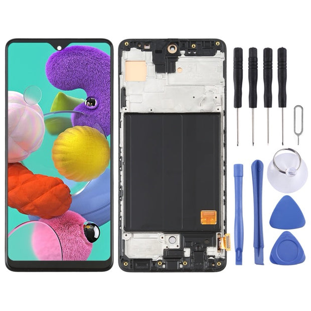 Écran LCD OLED pour Samsung Galaxy A51 4G SM-A515 (6,36 pouces) Ensemble complet de numériseur avec cadre (Noir)