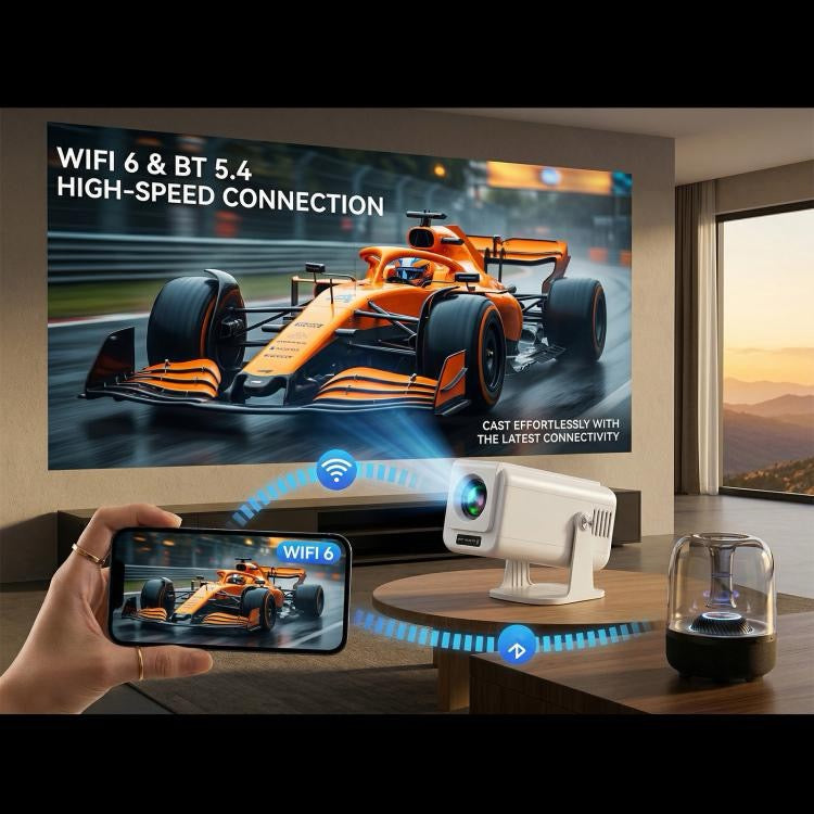 Projecteur intelligent portable V1 à mise au point manuelle, écran LCD 3 pouces, résolution 1920 x 1080p, fréquence de rafraîchissement de 270 Hz, système d'exploitation Android 13, type de prise EU  (blanc)
