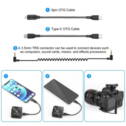 PULUZ Microphone cravate sans fil PULUZ 2 TX +
1 RX (noir)