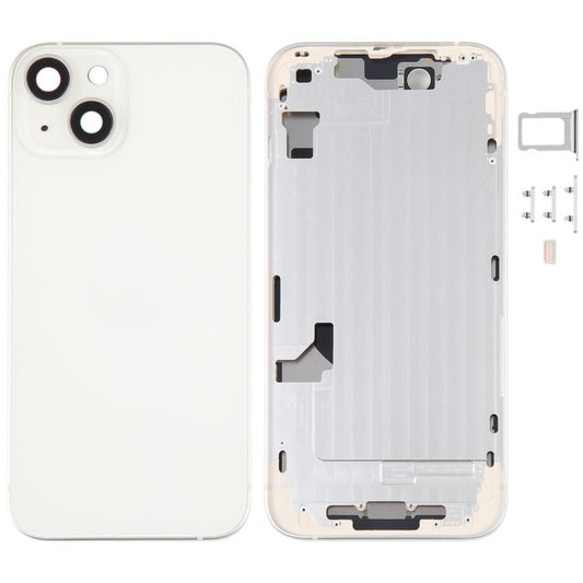 Pour coque arrière de batterie iPhone 14 avec cadre central/touches latérales ( Blanc ) avec logo