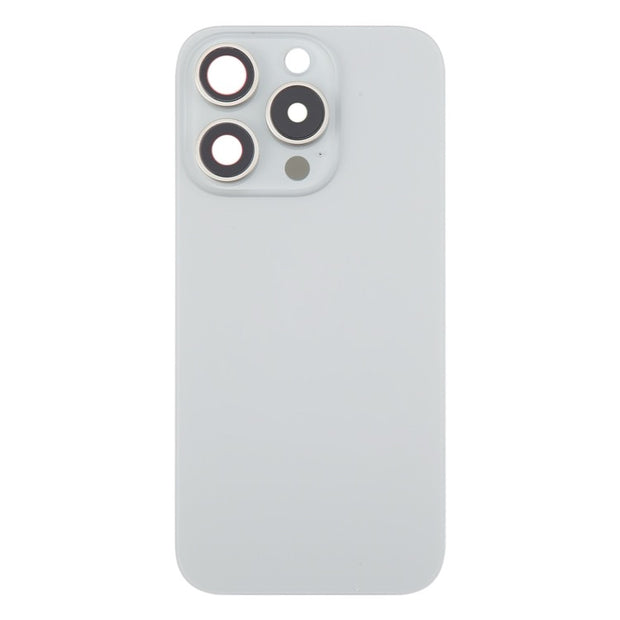 Pour iPhone 16 Pro Coque arrière de batterie en verre d'origine avec couvercle d'objectif d'appareil photo (argent) avec logo